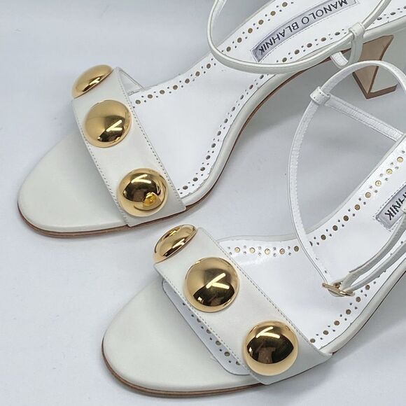 Manolo Blahnik Chaouhenhi 70MM Embellished Leather Sandals size 38.5 - Picture 6 of 14